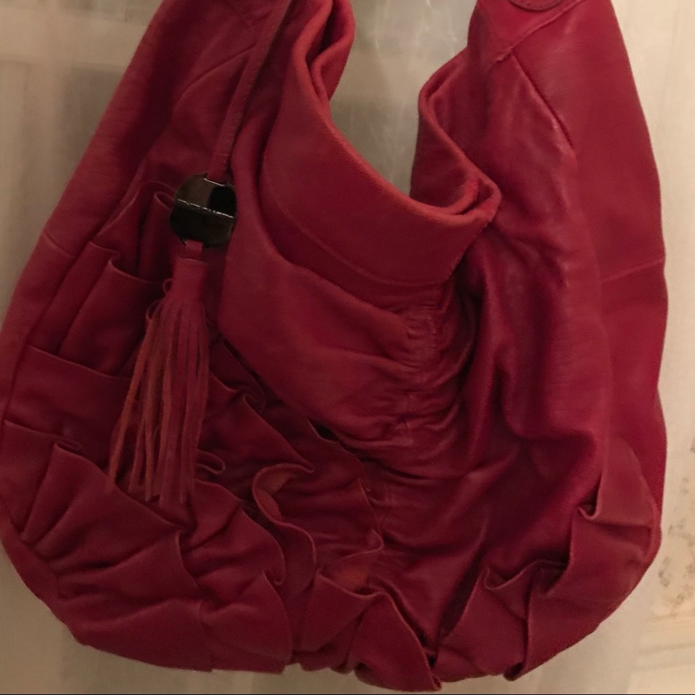 Vince Camuto Leather Tasseled Hobo Satchel